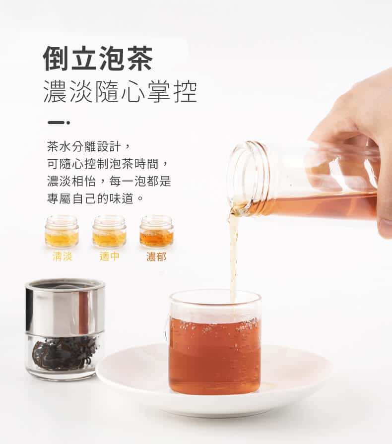 PO:Selected丹麥攜帶式雙層玻璃泡茶杯-倒立泡茶